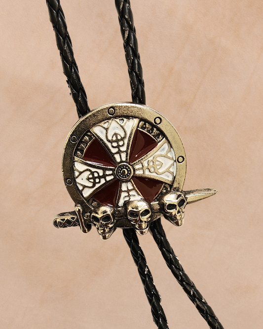 Bolo Tie Vintage Skull Cross Knot