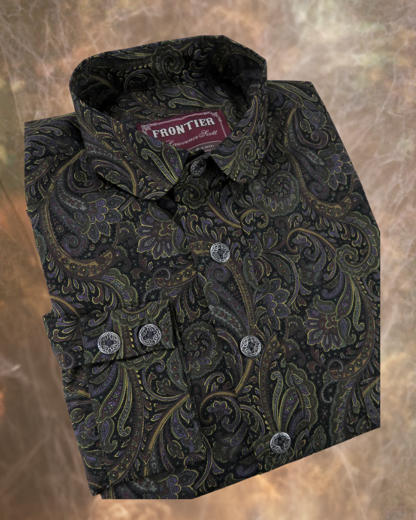 New Orleans Purple and Green Floral Paisley Men's Dakota Shirt