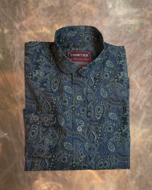 Dark Grey and Blue Paisley - Men's Dakota Shirt