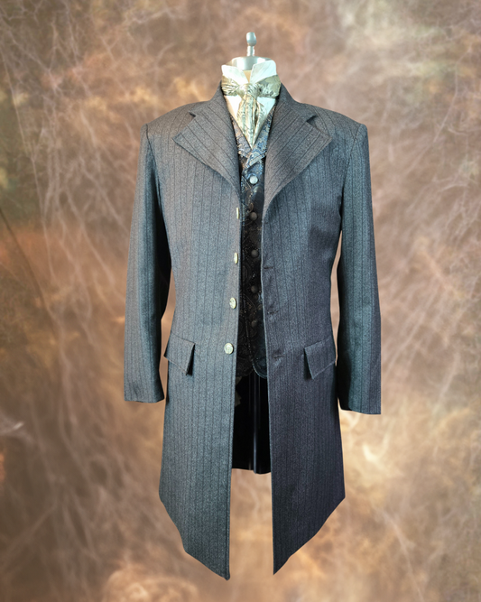 Men's Frock Coat - Charcoal with Grey Stripe 120