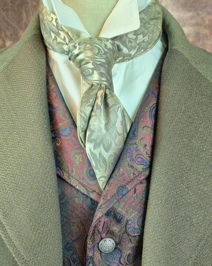 Men's Frock Coat - Dark and Light Brown Herringbone with contrasting collar and pocket flaps