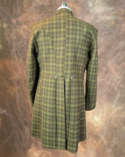 Men's Frock Coat - Brown with Burgundy Glen Plaid