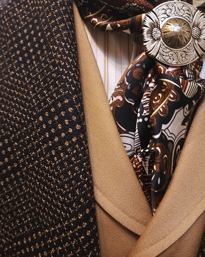 Men's Black and Tan Tweed Wool Frock Coat
