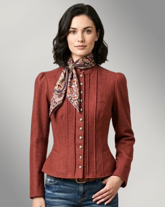 Women's Victoriana Peplum Coat – Western Sunset