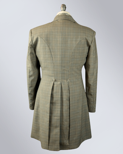 Men's Tan Houndstooth Frock Coat - Copper and Blue Windowpane