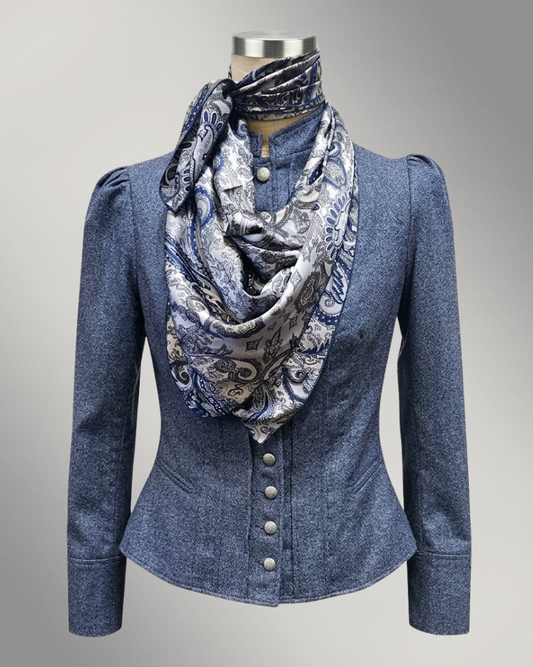 Women's Victoriana Peplum Coat – "Blue Jean Baby" Wool