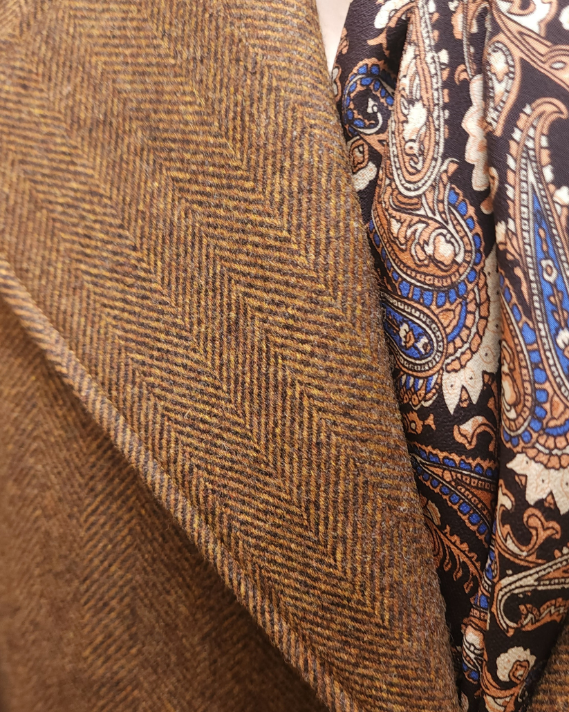 Men's Dark and Tan Herringbone Frock Coat