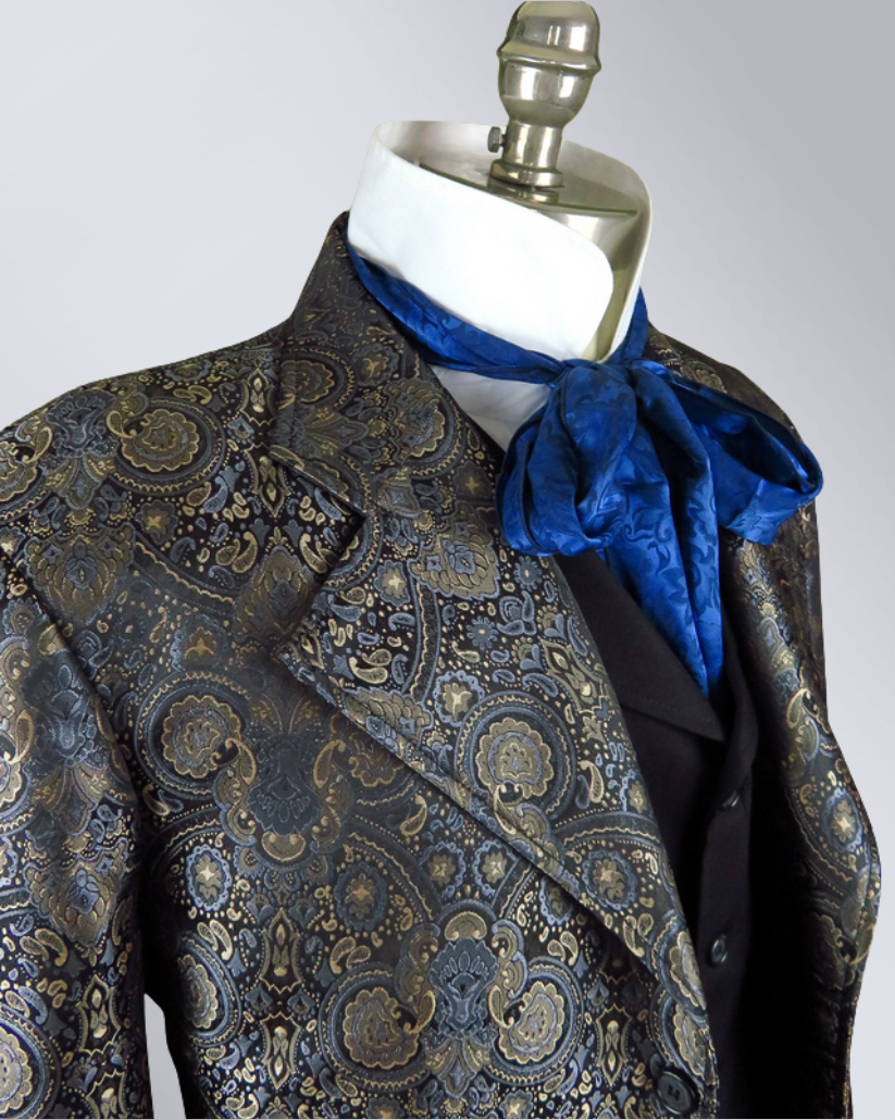 Men's Gunmetal Brocade Frock Coat