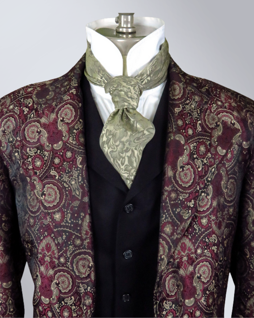 Men's Burgundy Brocade Frock Coat
