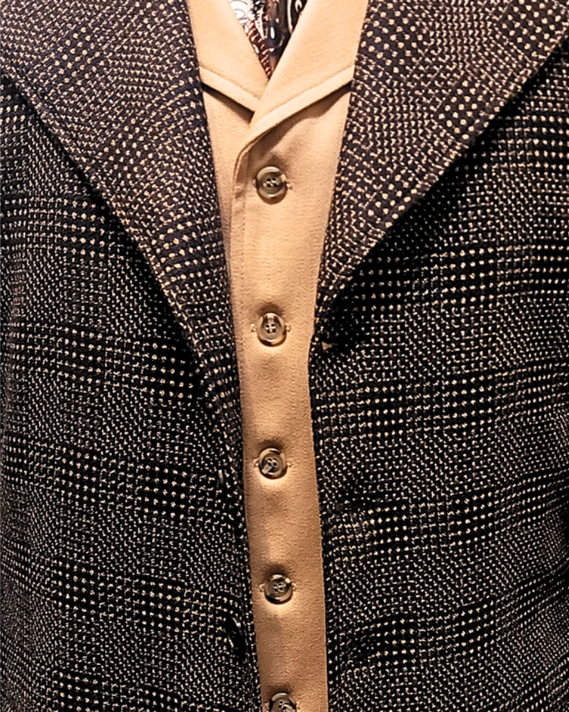 Men's Black and Tan Tweed Wool Frock Coat