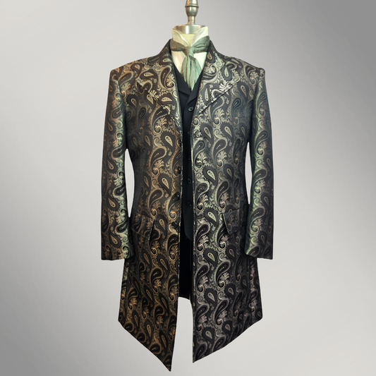 Men's Brown Paisley Brocade Frock Coat