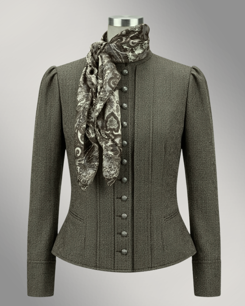 Women's Victoriana Peplum Coat – Forest Veil Mini Herringbone