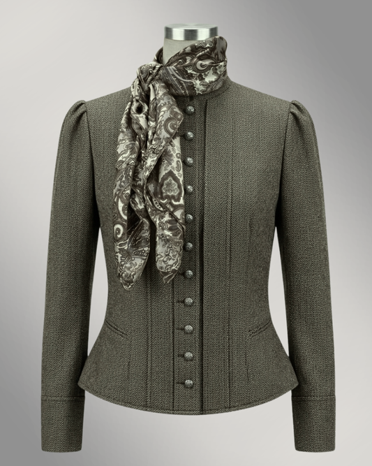 Women's Victoriana Peplum Coat – Forest Veil Mini Herringbone