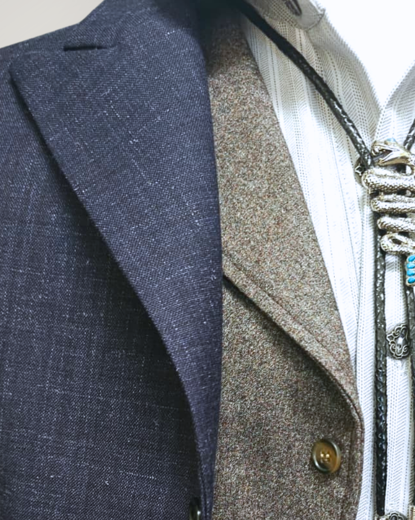Men's Town Coat - The Indigo Shadow - Textured Wool Western Blazer