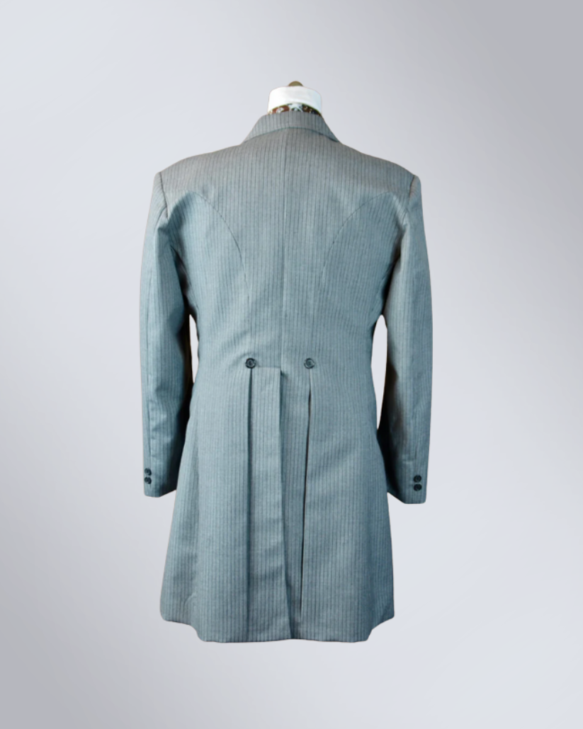 Men's Light Grey Morning Stripe Wool Frock Coat