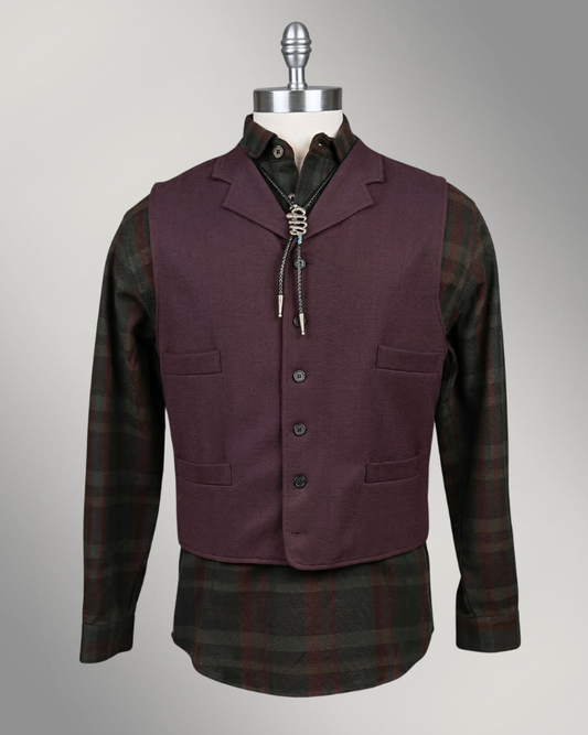 Men's Notch Vest - Blackwood Cherry Wool Burgundy