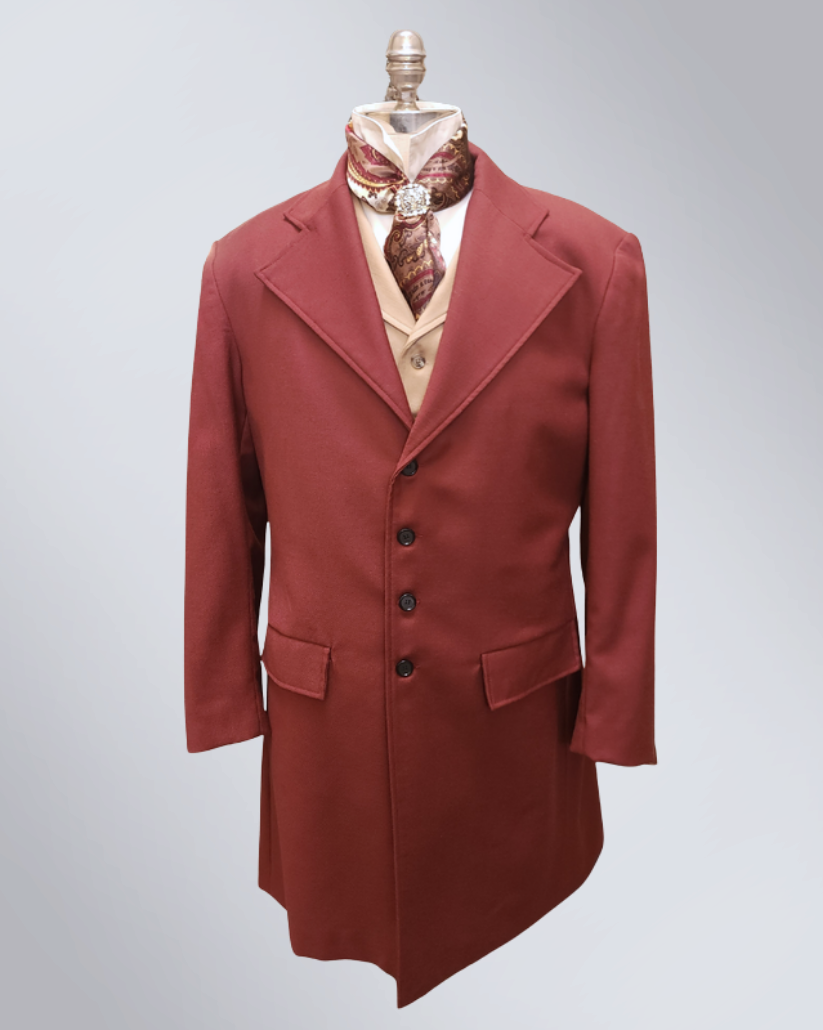Men's Red Twill Wool Frock Coat