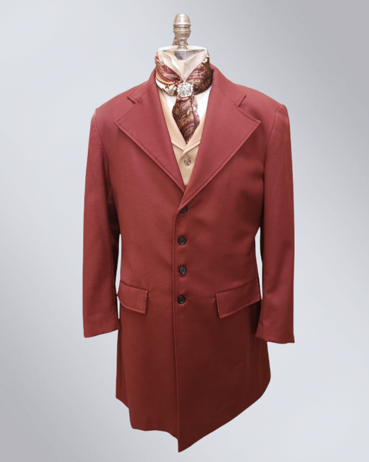 Men's Red Twill Wool Frock Coat