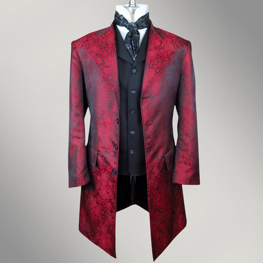 Men's Red Brocade Frock Coat