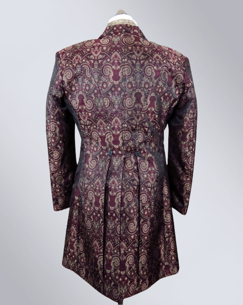 Men's Burgundy Brocade Frock Coat