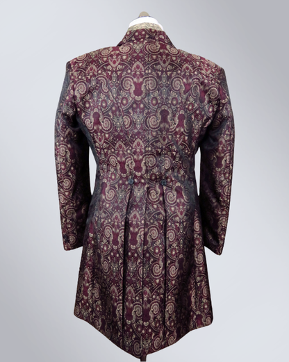Men's Burgundy Brocade Frock Coat