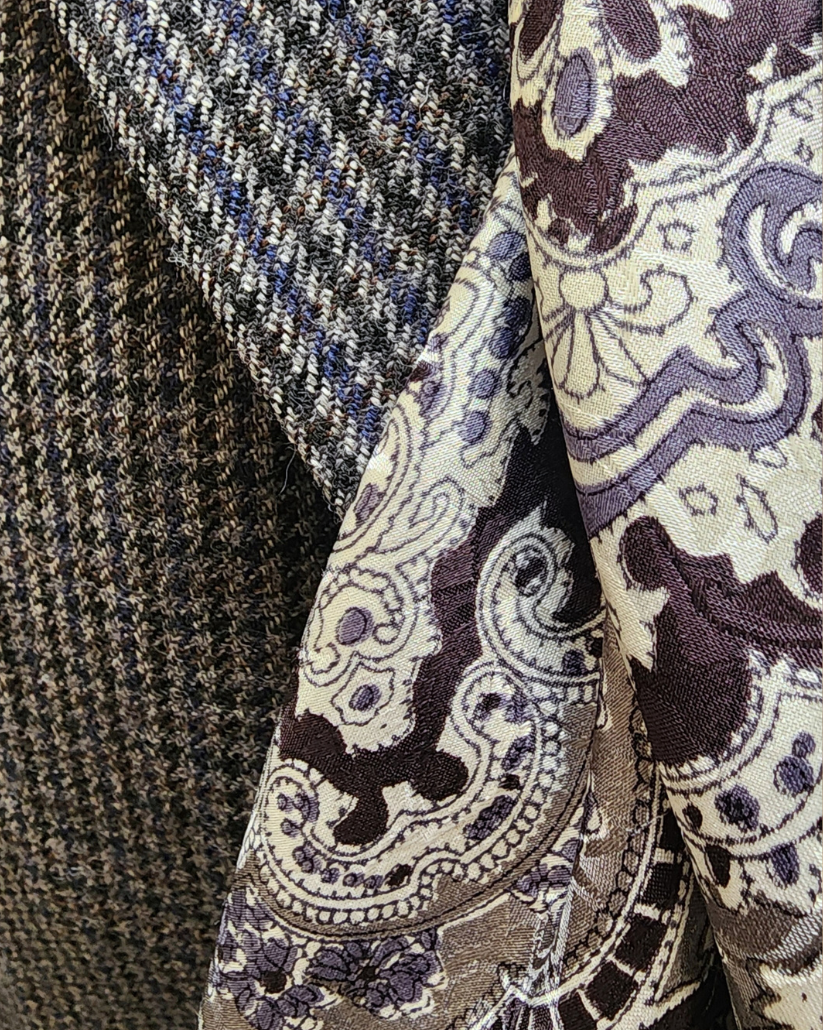 Men's Town Coat - Black Grey and Navy Houndstooth Tweed
