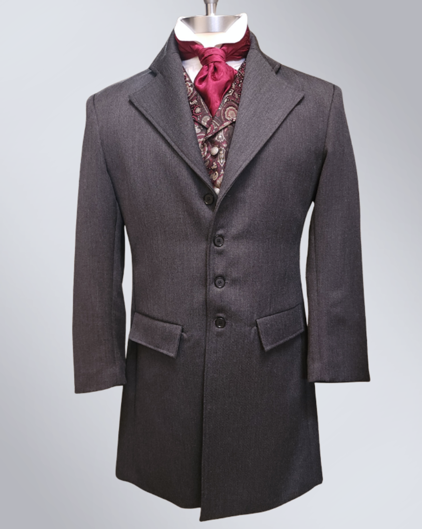 Men's Charcoal Grey Wool Frock Coat