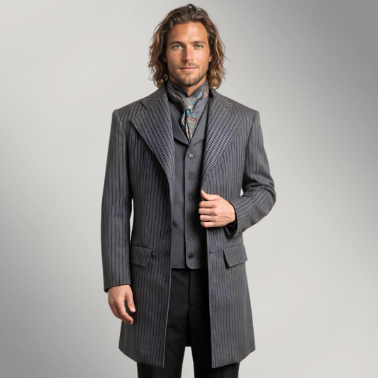 Men's Gatsby Stripe Wool Frock Coat (144-D)