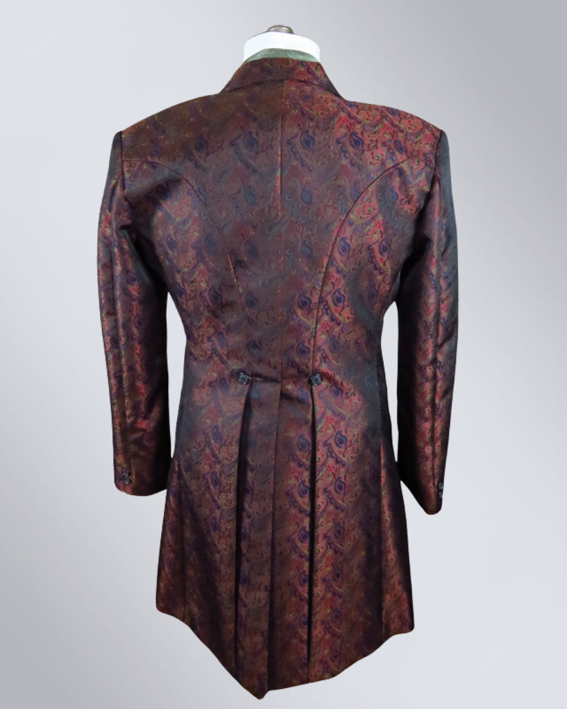 Men's Rust Brocade Frock Coat - Red, Blue, Green - RBG