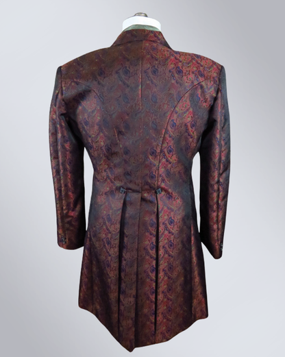 Men's Rust Brocade Frock Coat - Red, Blue, Green - RBG