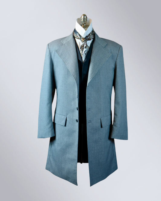 Men's Light Grey Morning Stripe Wool Frock Coat