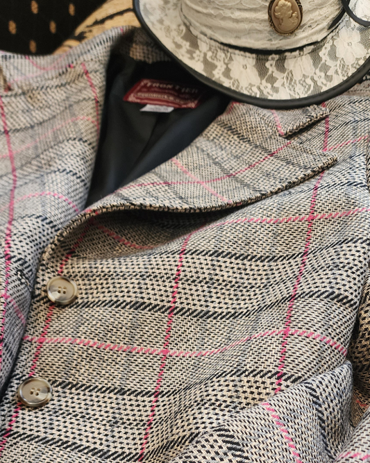 Women's Pink Electric Mesa Glen Plaid Frock Coat