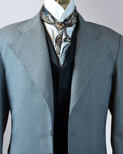 Men's Light Grey Morning Stripe Wool Frock Coat