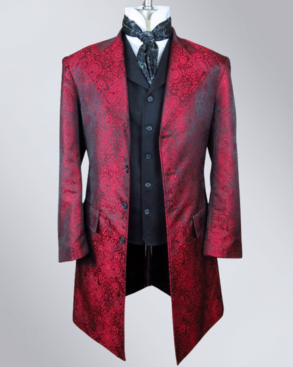 Men's Red Brocade Frock Coat