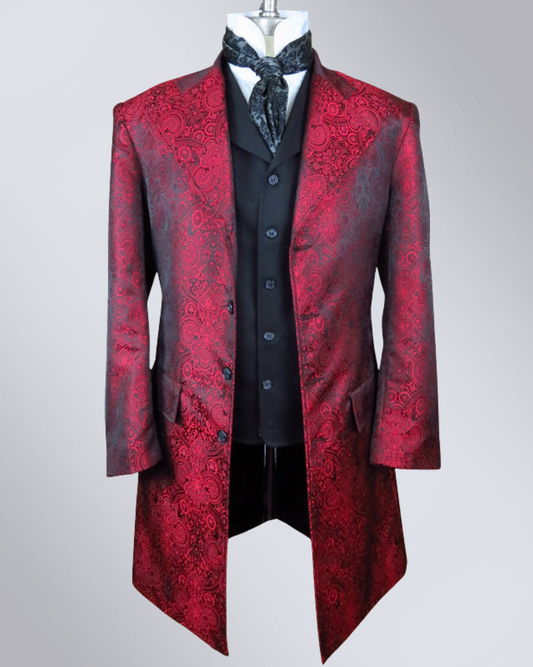 Men's Red Brocade Frock Coat