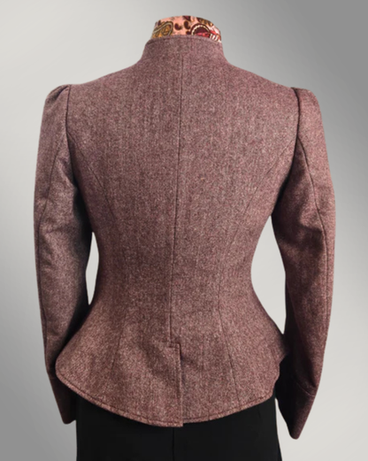 Women's Victoriana Peplum Coat – Light Burgundy Donegal