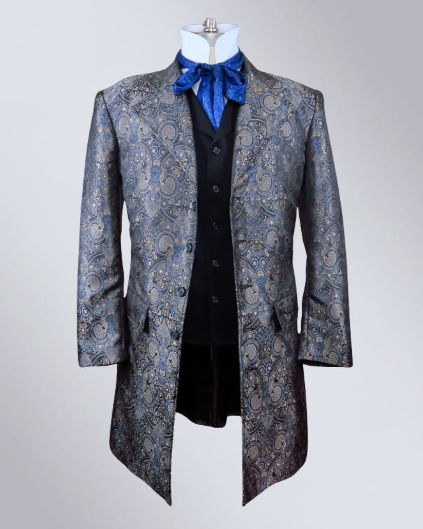 Men's Gunmetal Brocade Frock Coat