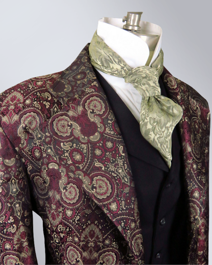 Men's Burgundy Brocade Frock Coat