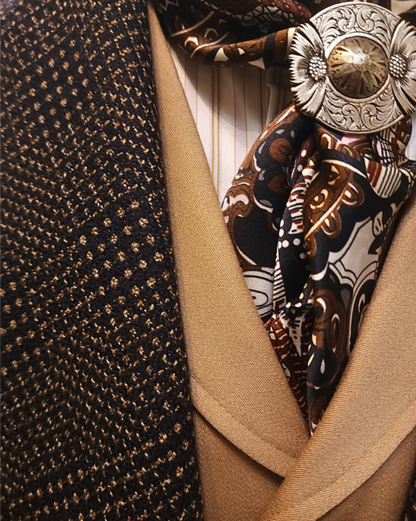 Men's Black and Tan Tweed Wool Frock Coat