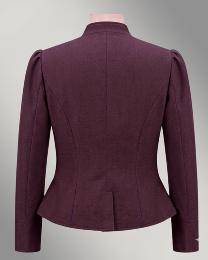 Women's Victoriana Peplum Coat –  Merlot Burgundy Wool
