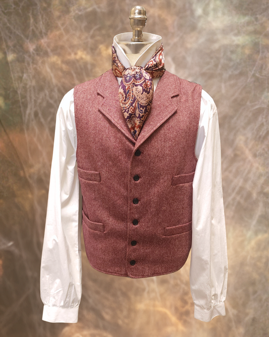 Men's Notch Vest - Light Burgundy Donegal