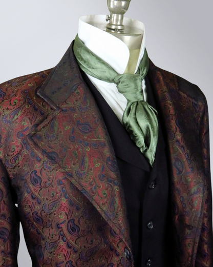 Men's Rust Brocade Frock Coat - Red, Blue, Green - RBG