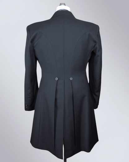 Men's Black Gabardine Wool Frock Coat