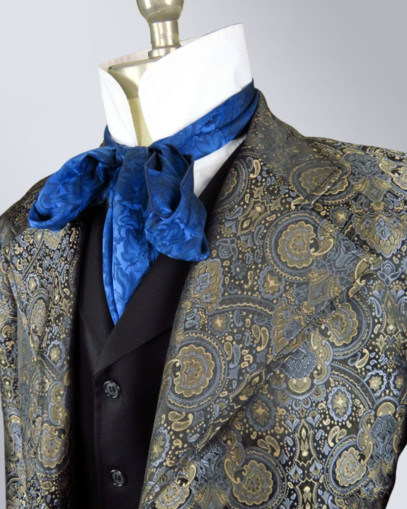 Men's Gunmetal Brocade Frock Coat