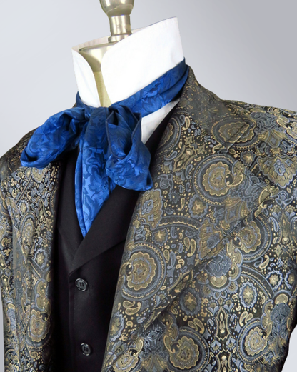 Men's Gunmetal Brocade Frock Coat