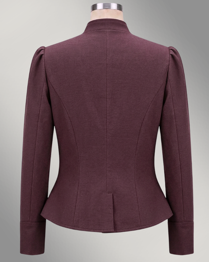 Women's Victoriana Peplum Coat –  Blackwood Cherry Wool