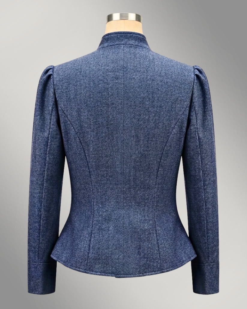 Women's Victoriana Peplum Coat – "Blue Jean Baby" Wool