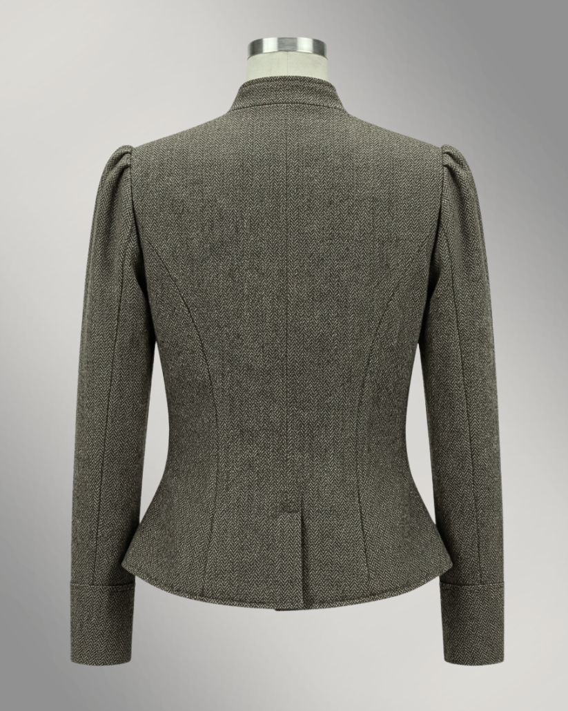 Women's Victoriana Peplum Coat – Forest Veil Mini Herringbone