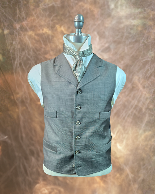 Men's Notch Vest - Black and White Glen Plaid 202