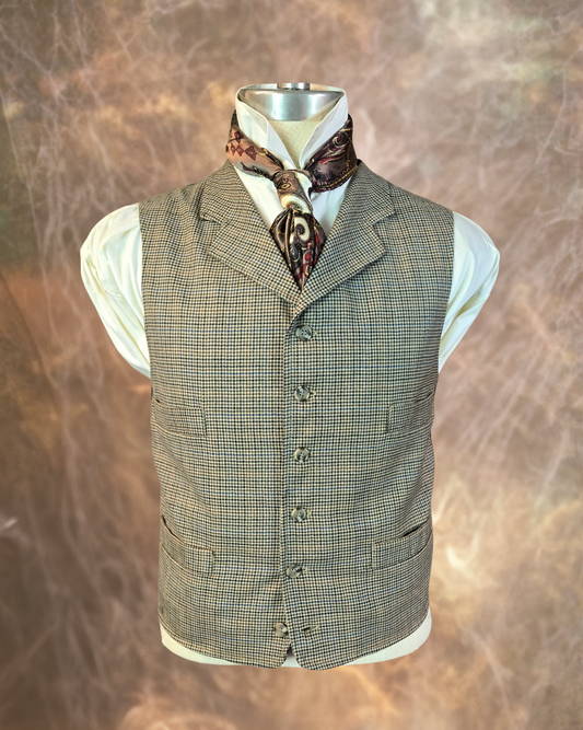 Men's Notch Vest - Black, Rust and Navy Mini Herringbone #669